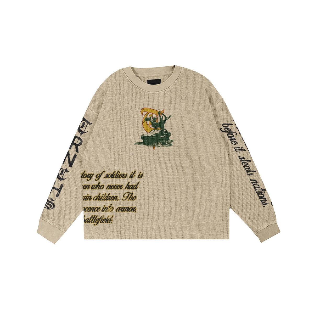 TRNCHS - Innocence Crewneck - Khaki — front view