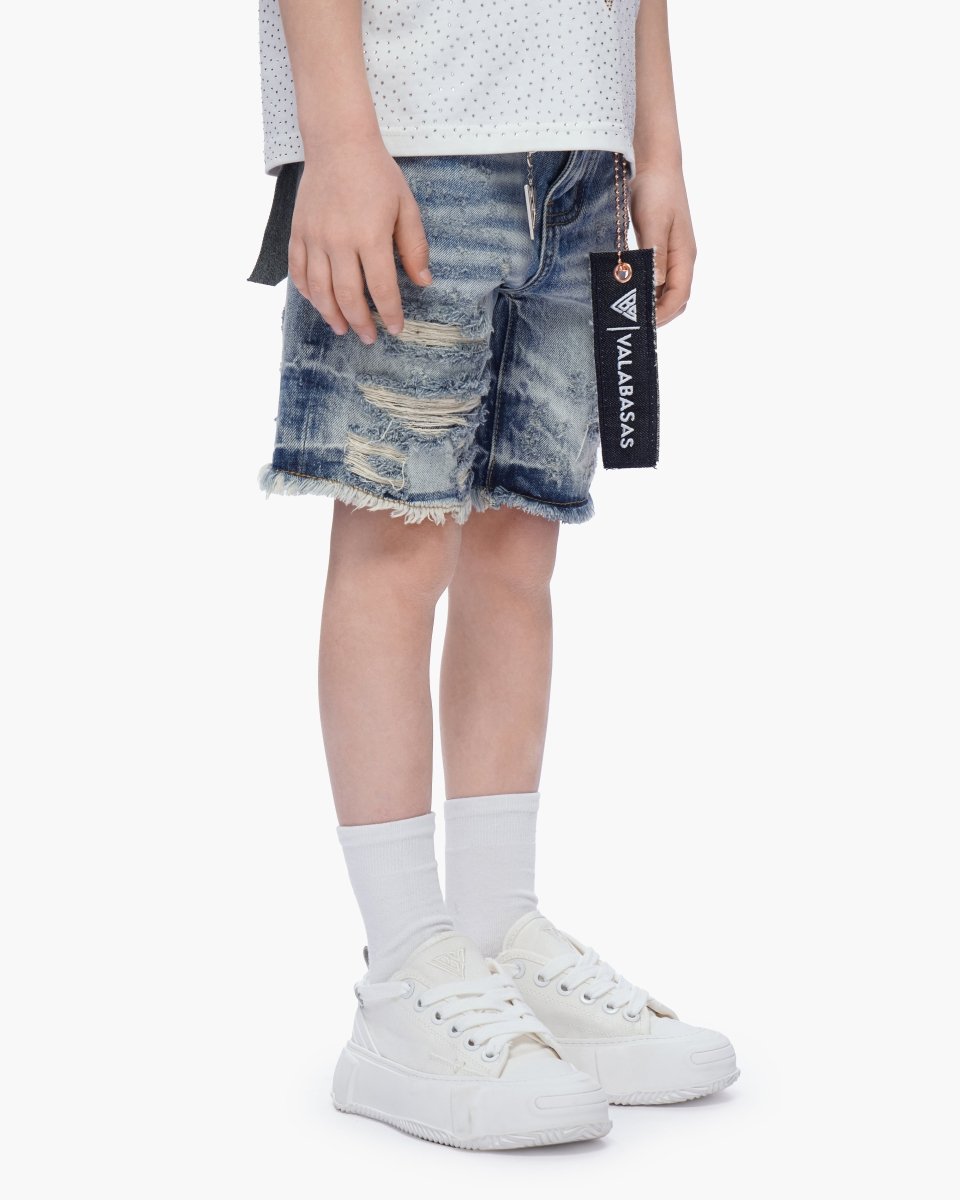 Valabasas - Kids Clipped Jorts - Blue Washed