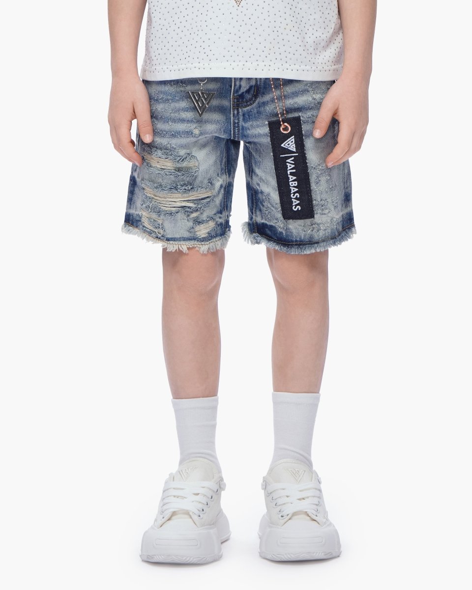 Valabasas - Kids Clipped Jorts - Blue Washed