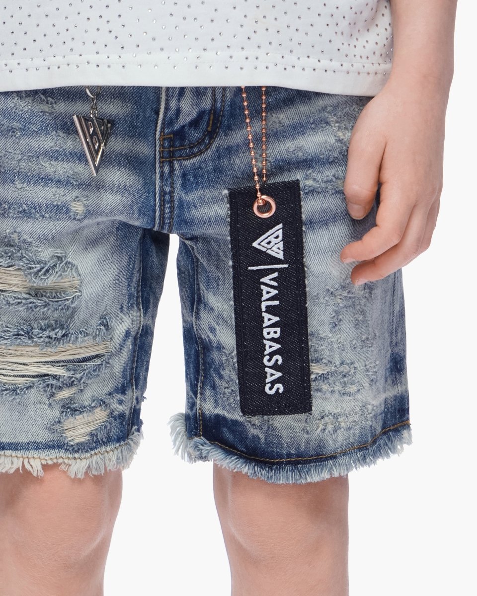Valabasas - Kids Clipped Jorts - Blue Washed