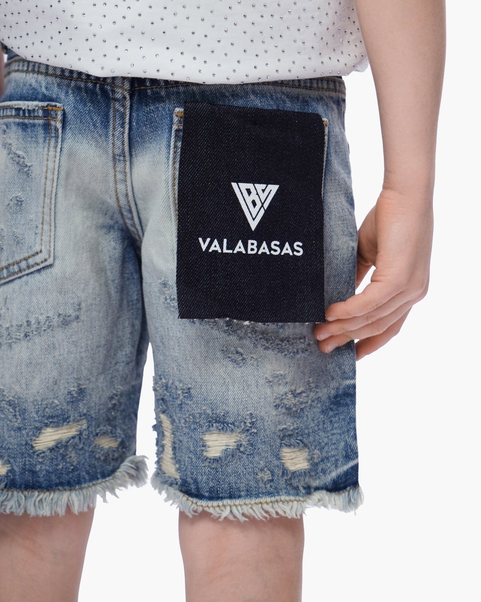 Valabasas - Kids Clipped Jorts - Blue Washed
