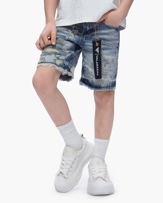 Valabasas - Kids Clipped Jorts - Blue Washed