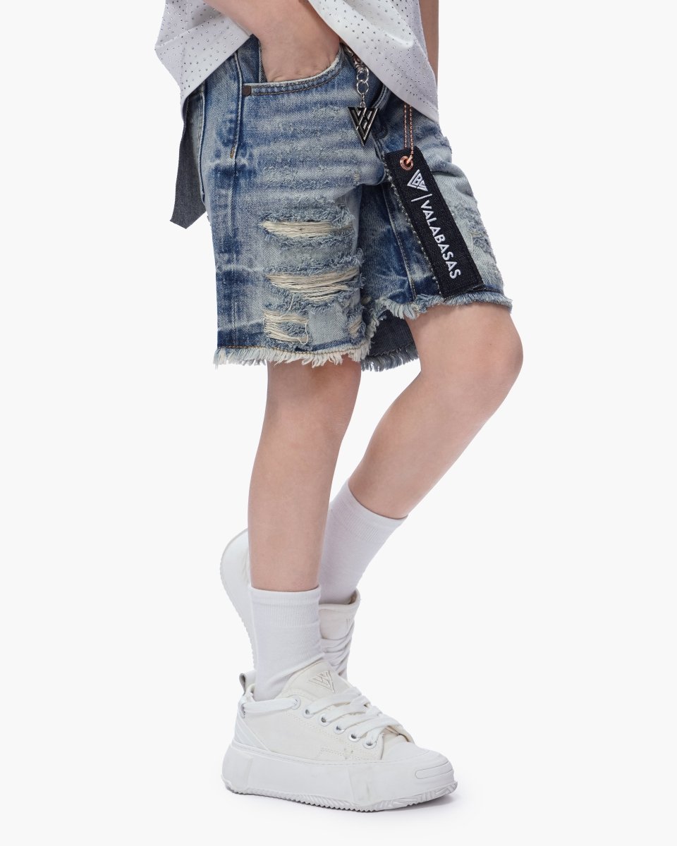Valabasas - Kids Clipped Jorts - Blue Washed