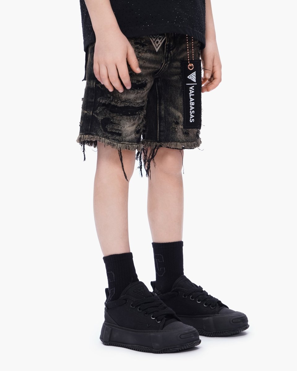 Valabasas - Kids Clipped Jorts - Grey Washed