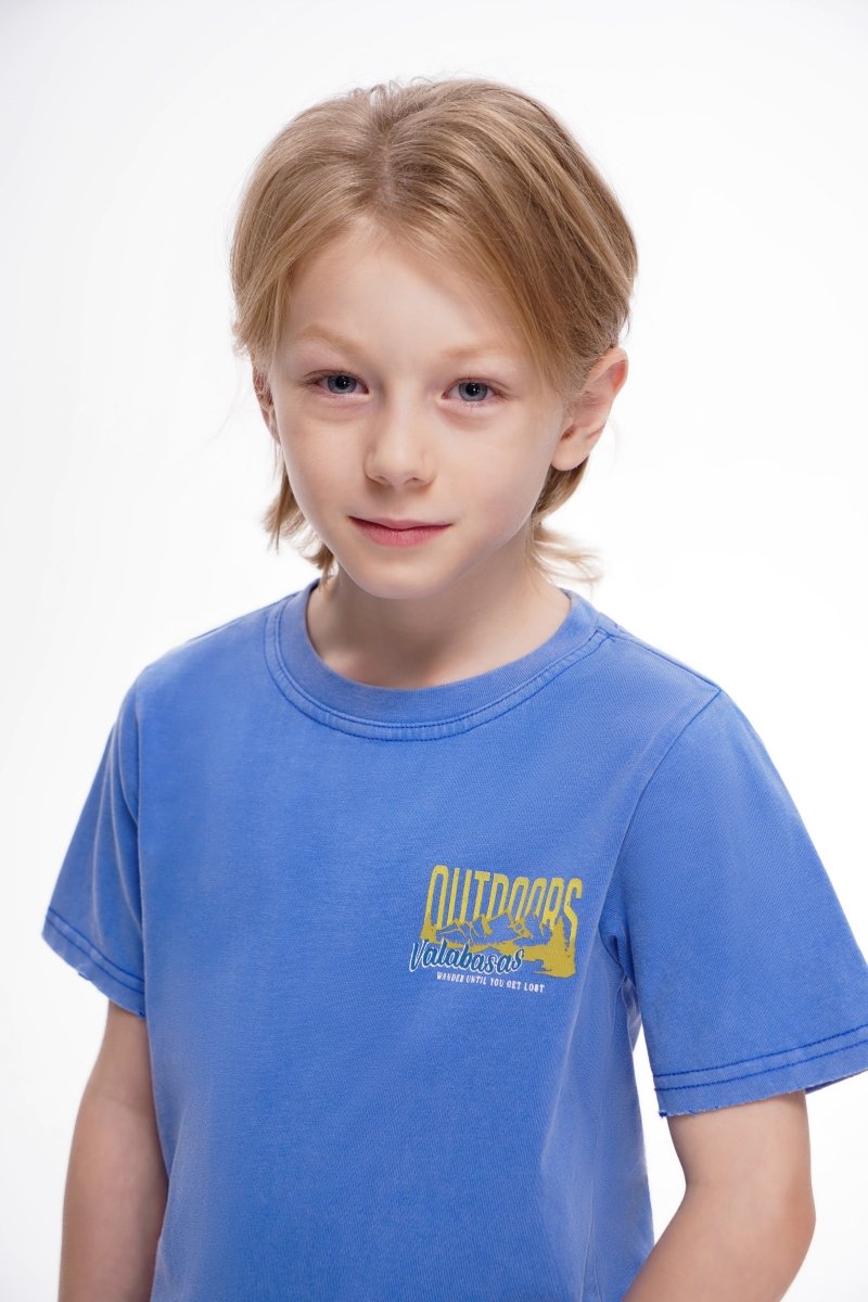 Valabasas - Kids The Outdoors Vintage Blue Tee - Vintage Blue