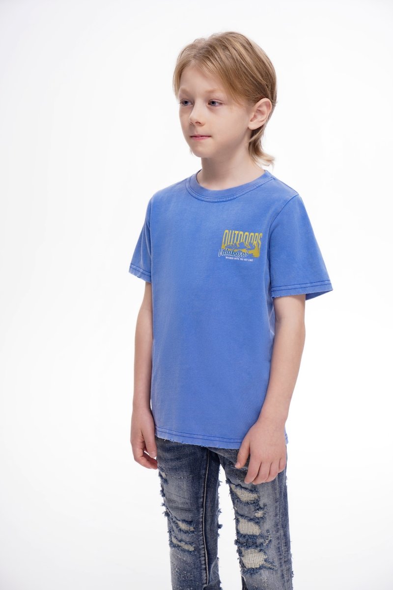 Valabasas - Kids The Outdoors Vintage Blue Tee - Vintage Blue