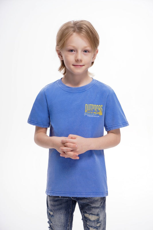 Valabasas - Kids The Outdoors Vintage Blue Tee - Vintage Blue