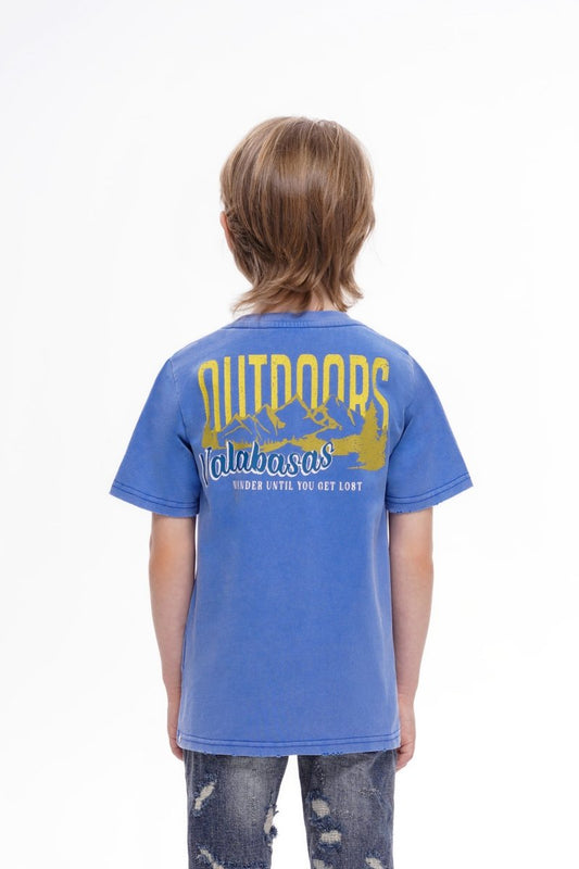 Valabasas - Kids The Outdoors Vintage Blue Tee - Vintage Blue