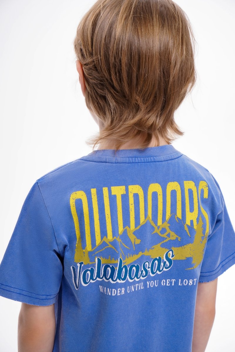 Valabasas - Kids The Outdoors Vintage Blue Tee - Vintage Blue