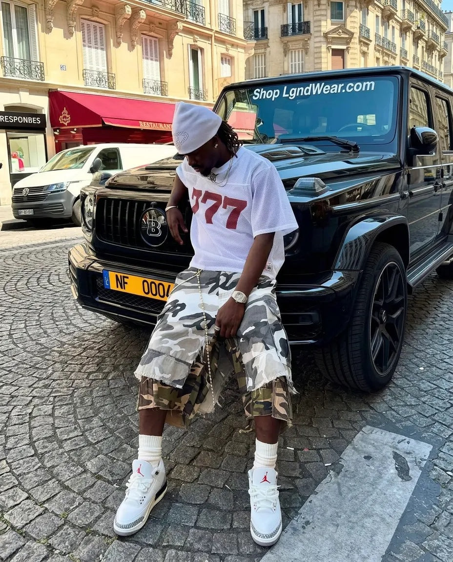 LGND streetwear — model in Paris in front of a black G-Wagon, Shop LgndWear.com
