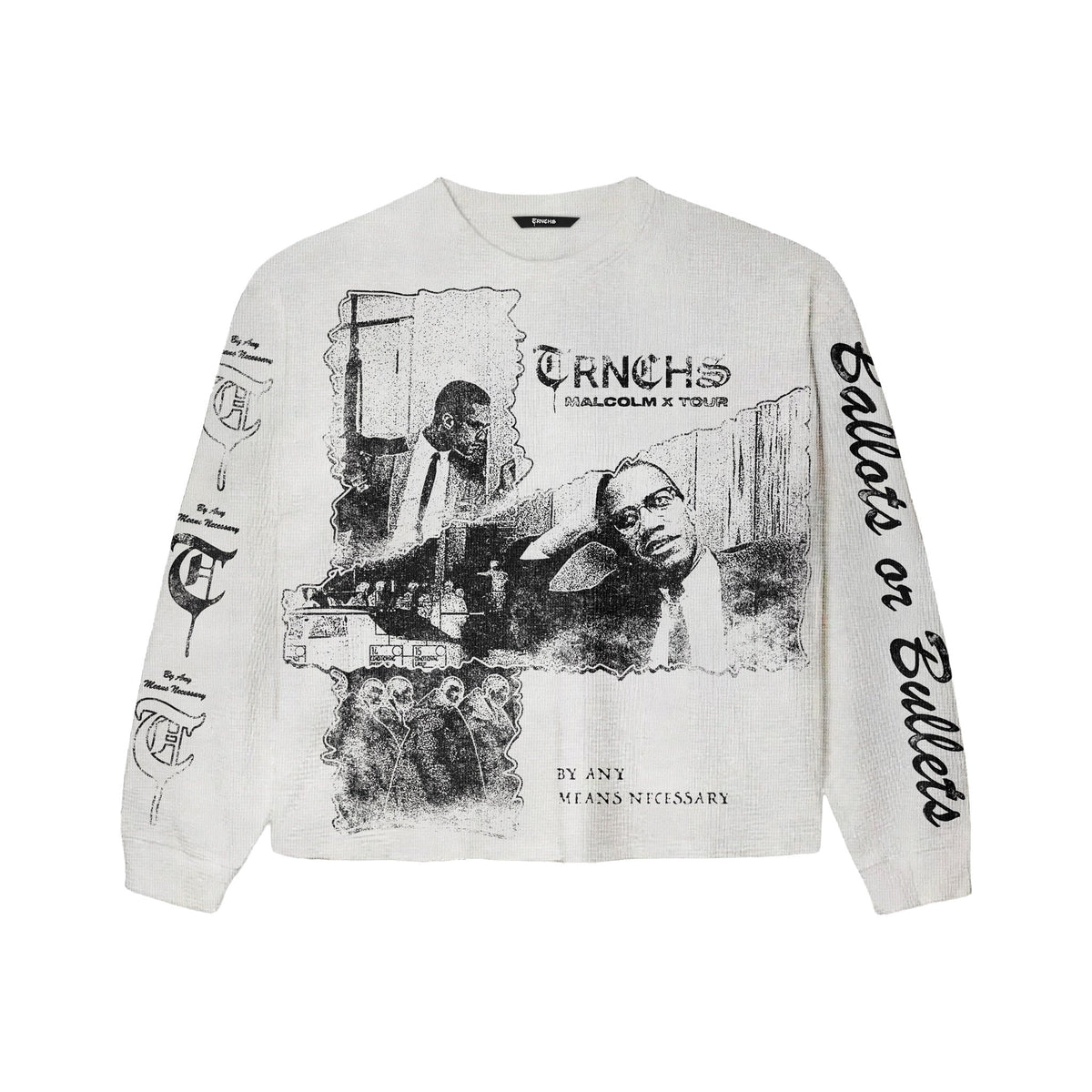 TRNCHS - Malcolm X Crewneck - White — front view