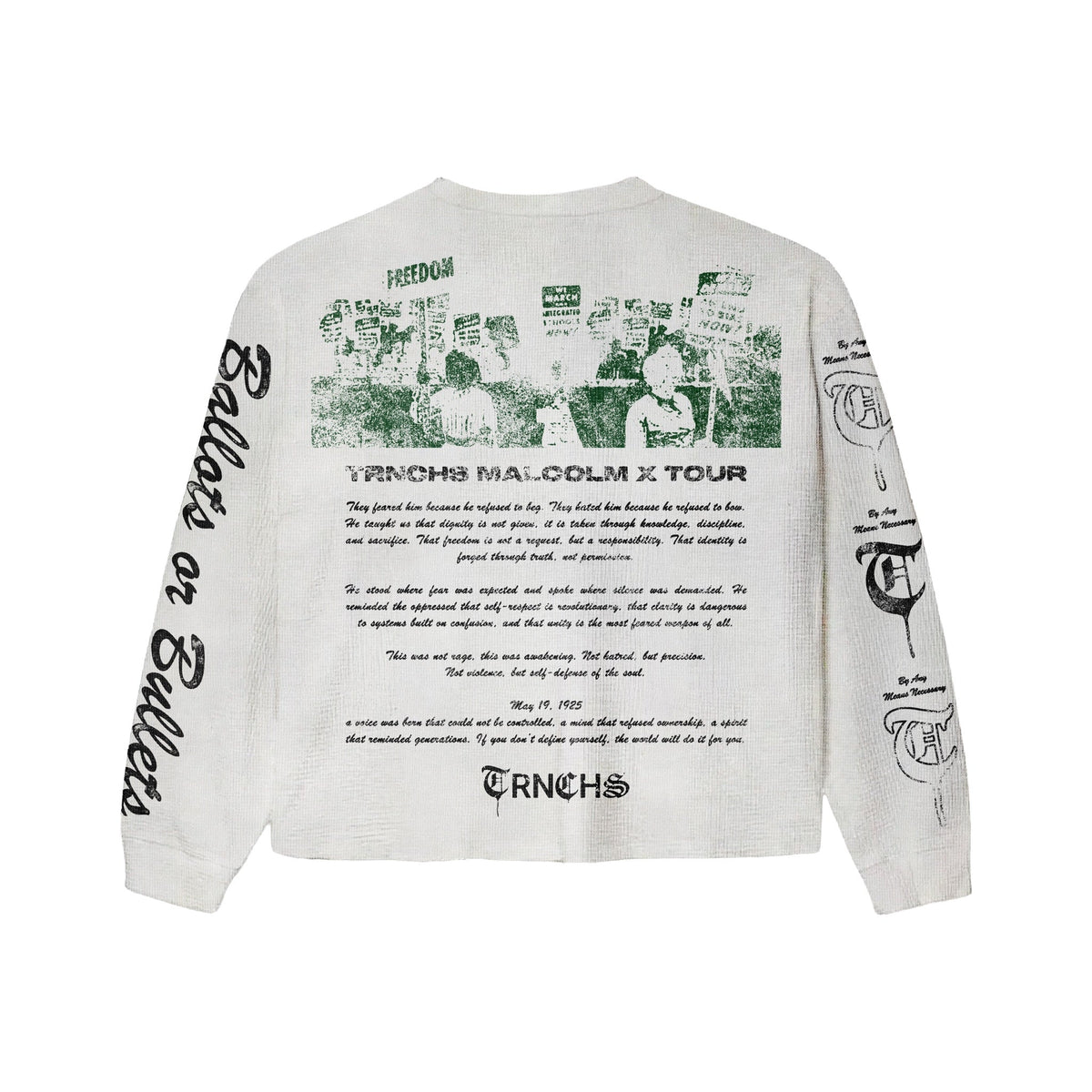 TRNCHS - Malcolm X Crewneck - White — front view