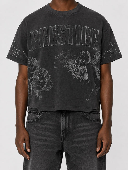 Prestige - Distress Angel Rhinestone Tee — front view