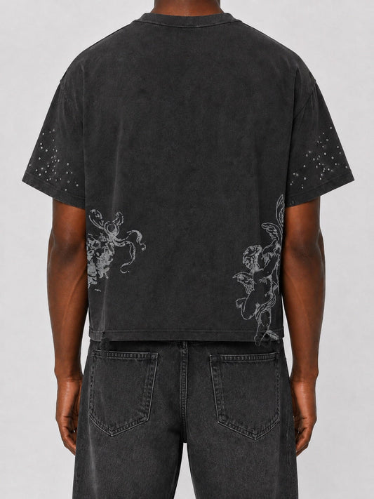 Prestige - Distress Angel Rhinestone Tee — back view