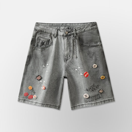 Hyde Park - Over Night Denim Short - Light Gray — front view