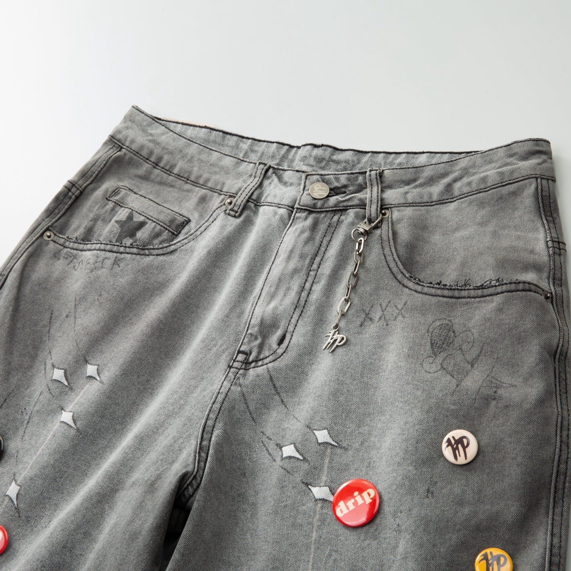 Hyde Park - Over Night Denim Short - Light Gray — front view