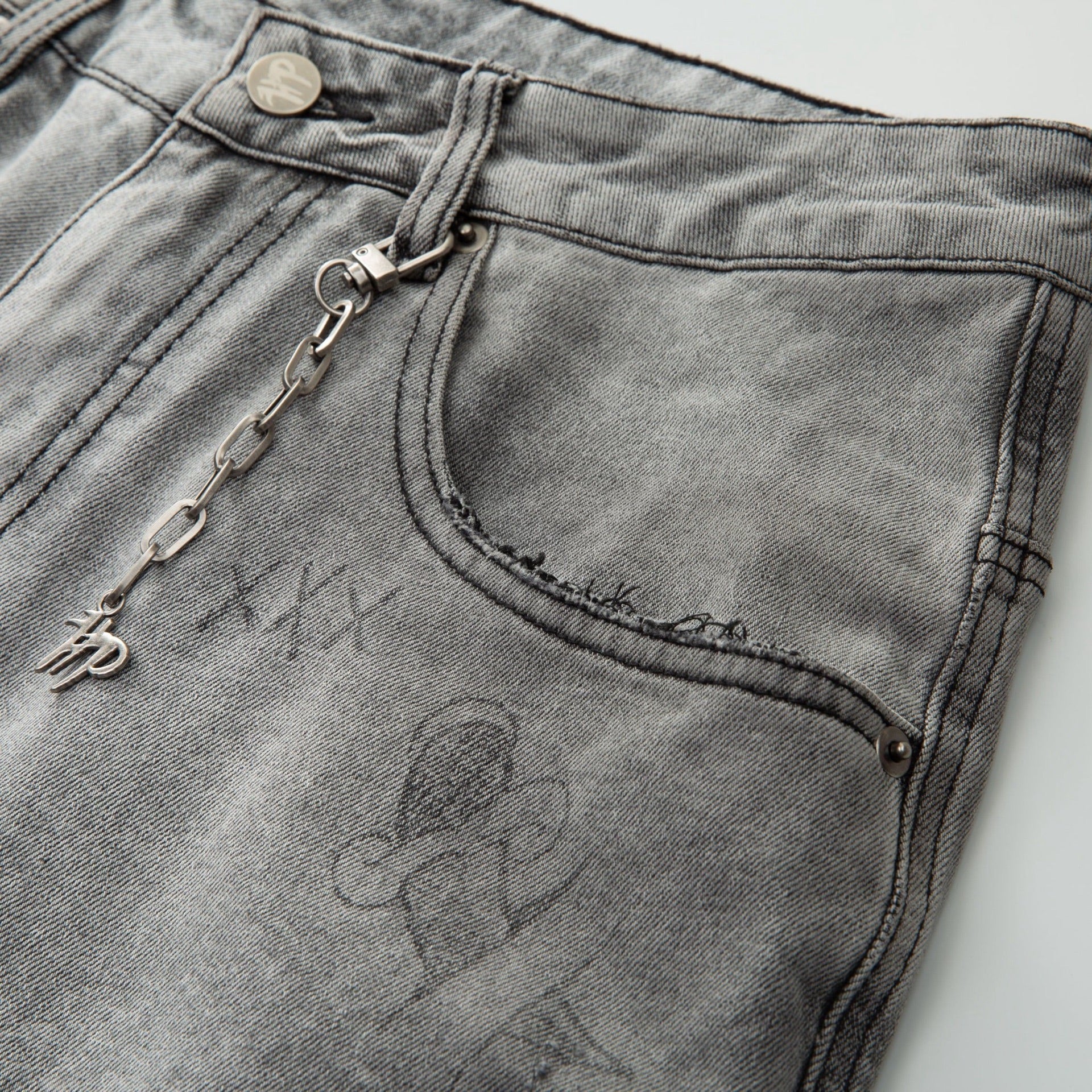 Hyde Park - Over Night Denim Short - Light Gray — front view