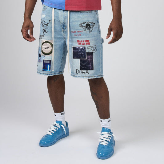Duaa - Teleport Denim Short - Blue — front view