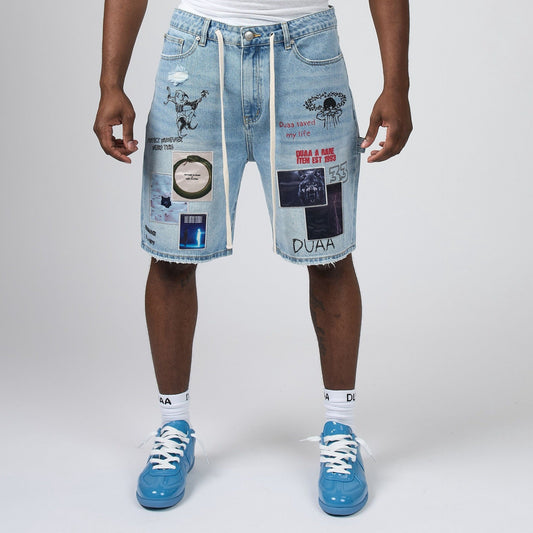 Duaa - Teleport Denim Short - Blue — front view