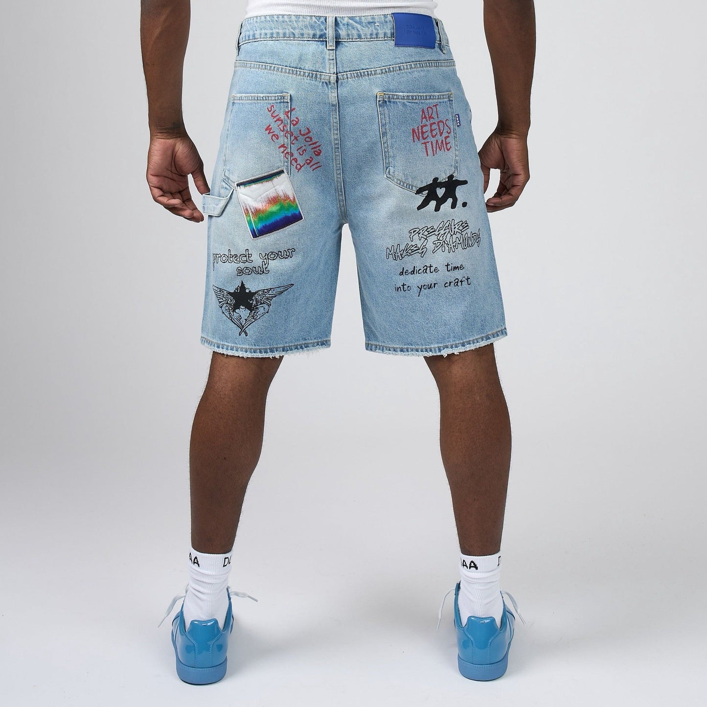 Duaa - Teleport Denim Short - Blue — front view
