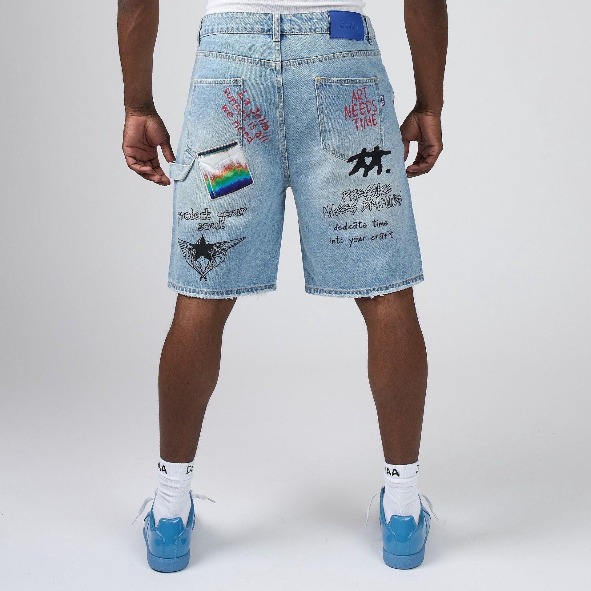 Duaa - Teleport Denim Short - Blue — front view