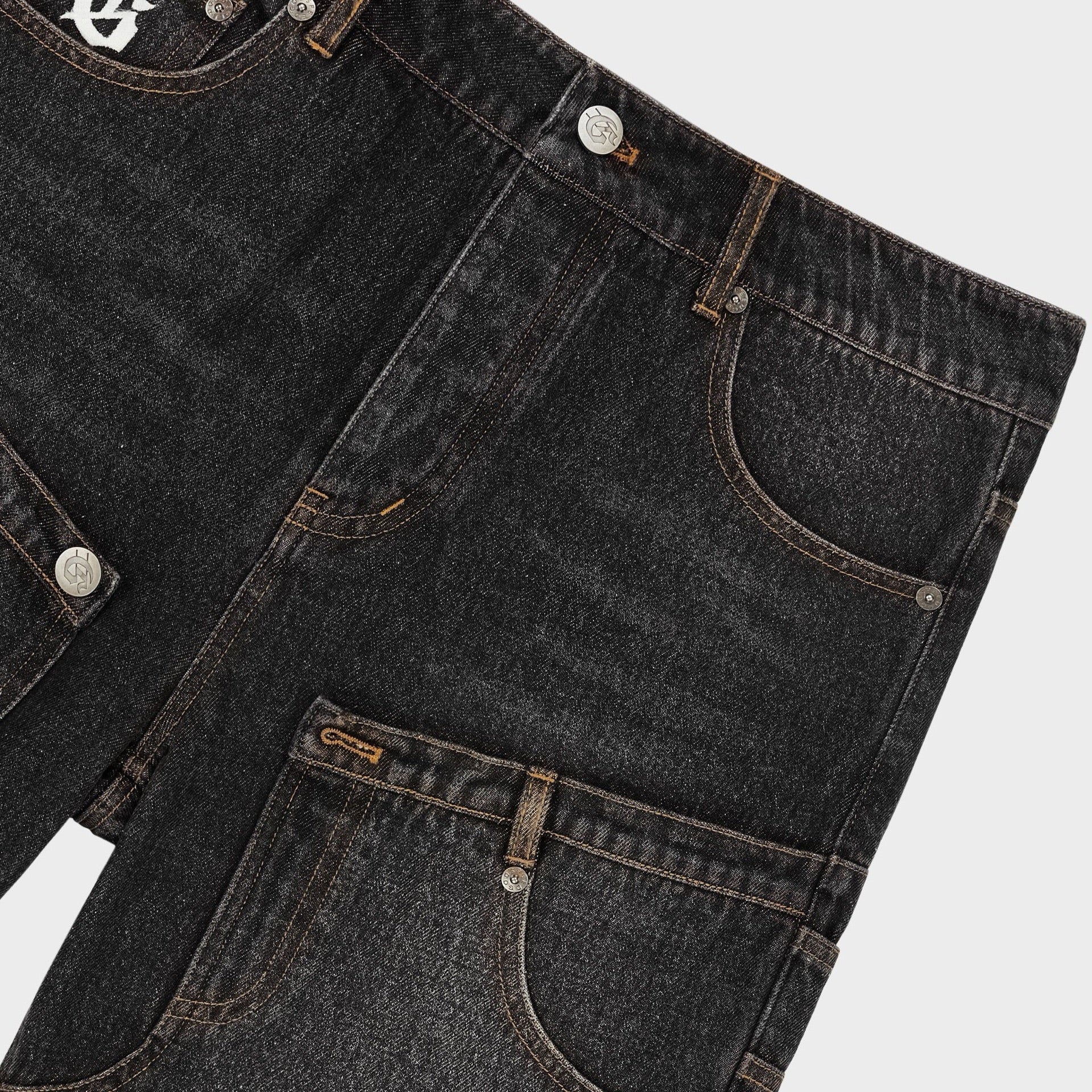 Godspeed - Twin Panel Denim Shorts - Black — front view