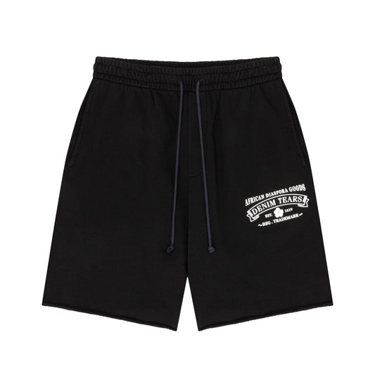 Denim Tears - ADG Sweatshort - Black/White — front view