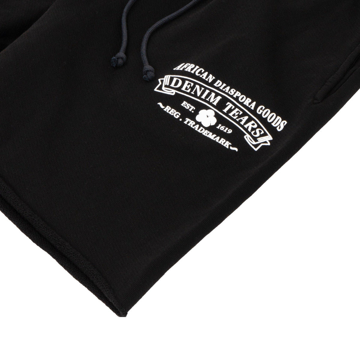 Denim Tears - ADG Sweatshort - Black/White — front view