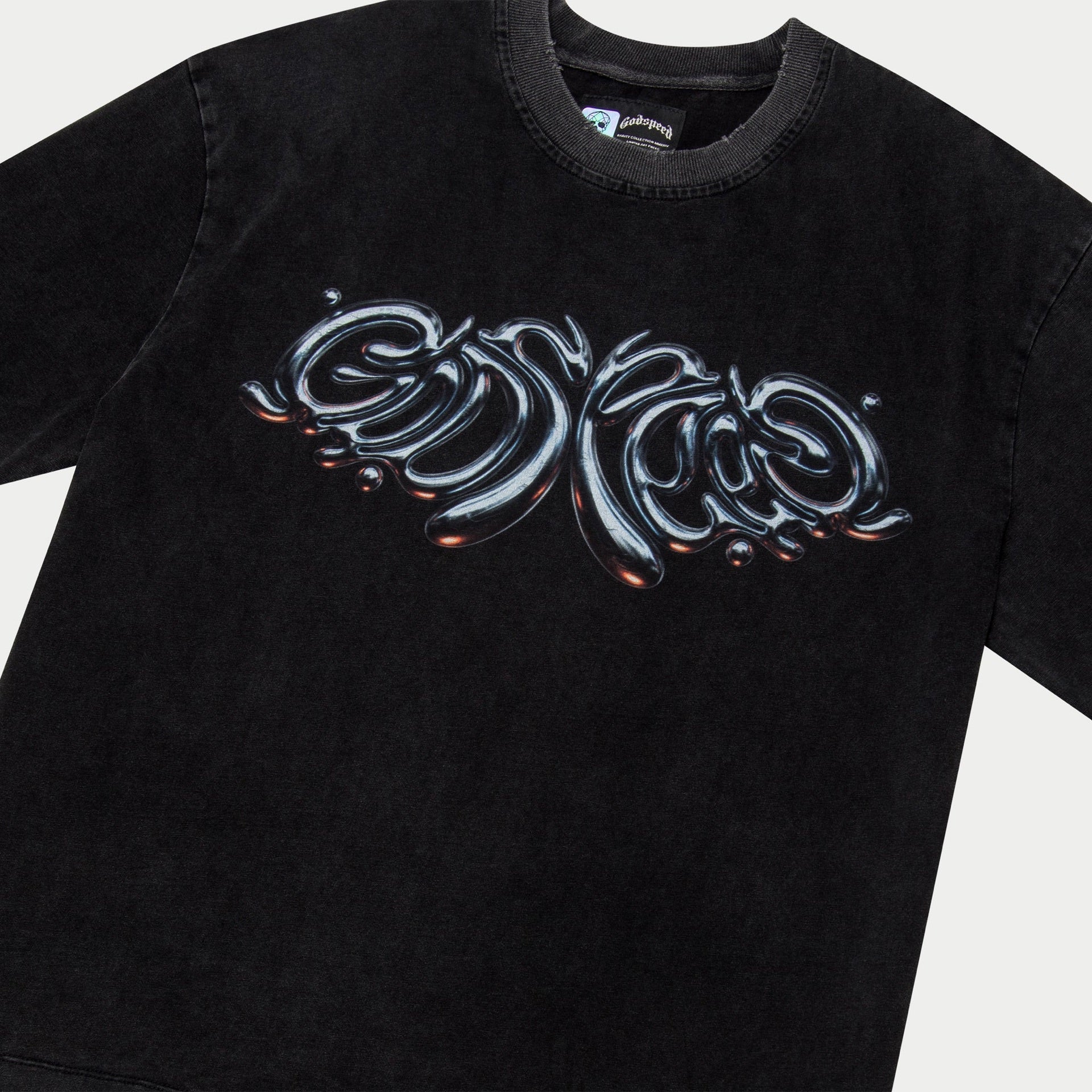 Godspeed - Mercury Logo T-Shirt - Black Wash — front view