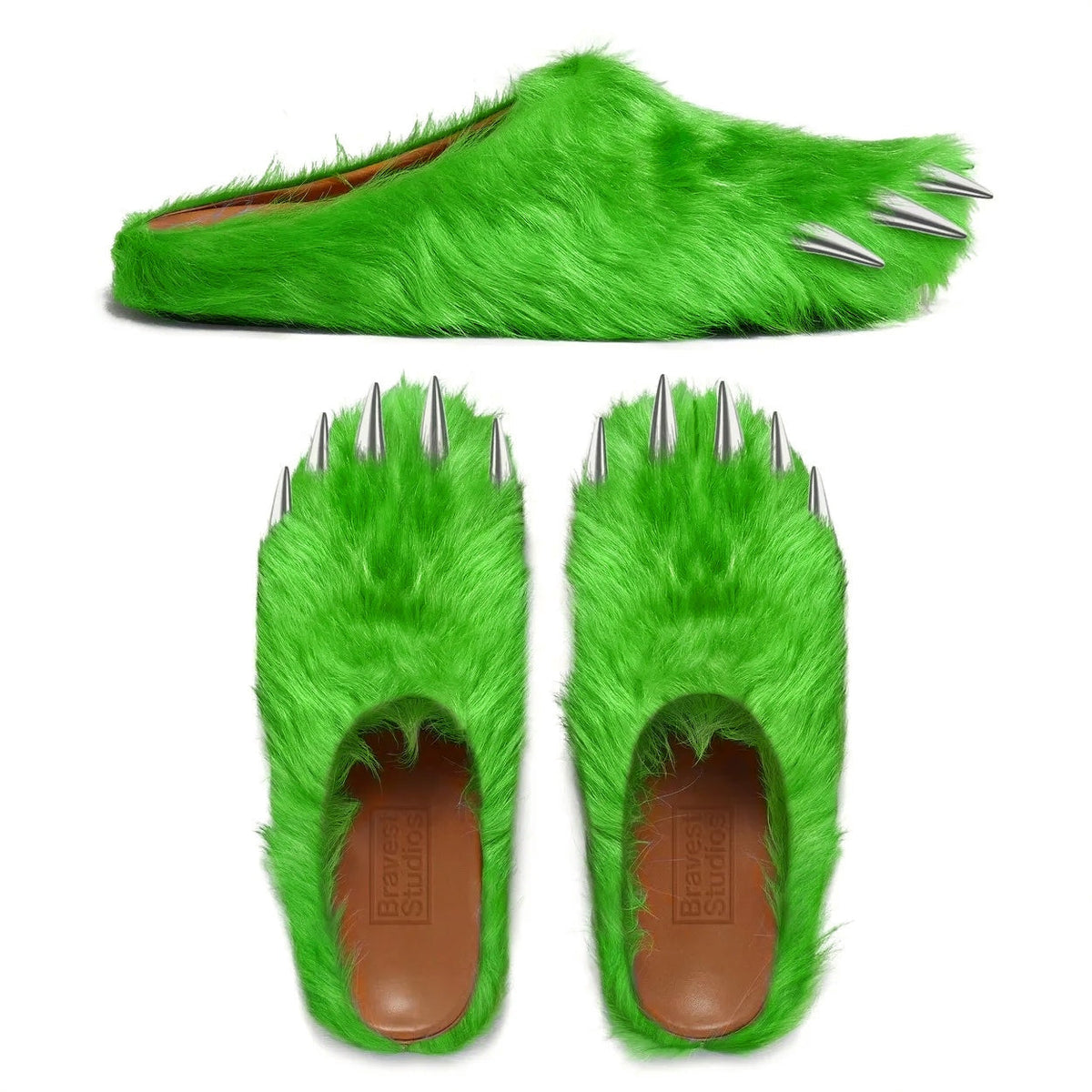 Bravest Studios - Bear Claw Mules - Neon Green — front view