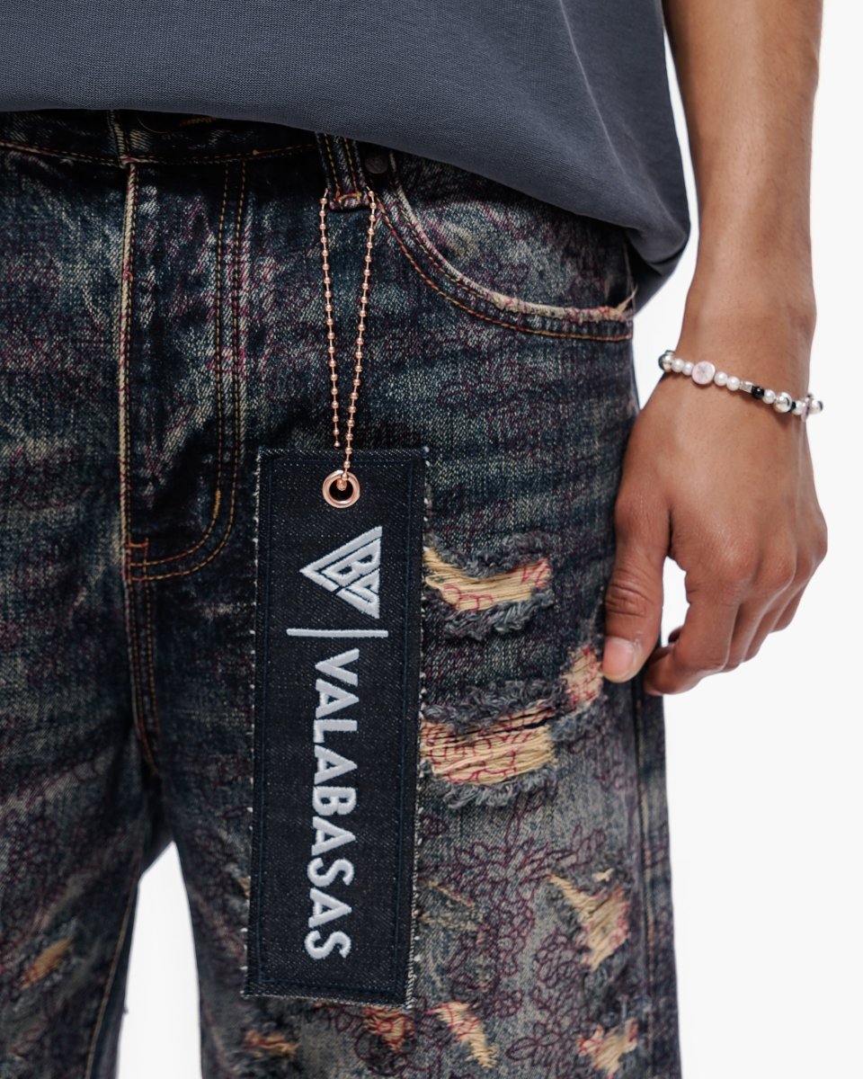 Valabasas - Path Denim Shorts - Path - Dark Blue Vintage Blue