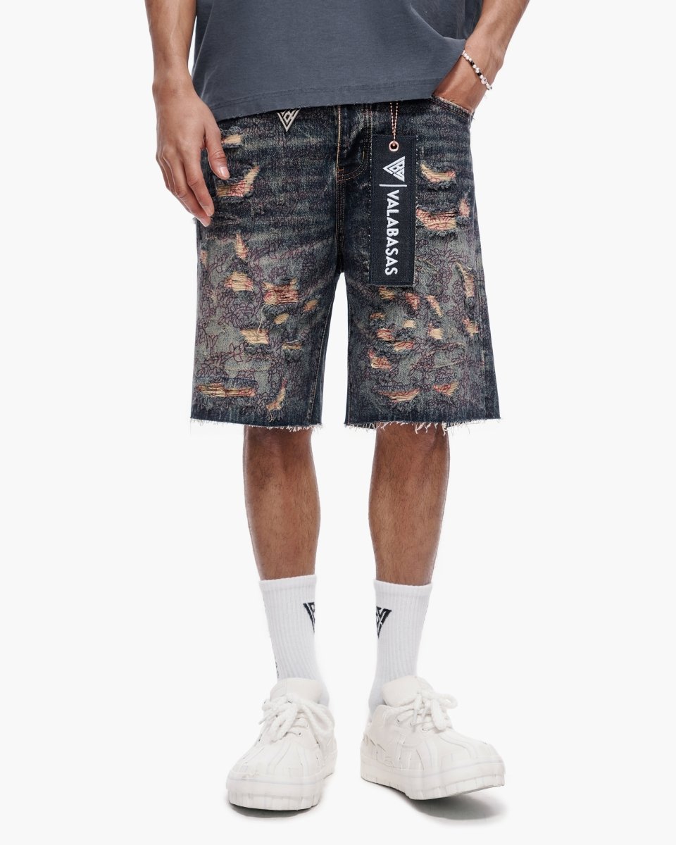 Valabasas - Path Denim Shorts - Path - Dark Blue Vintage Blue