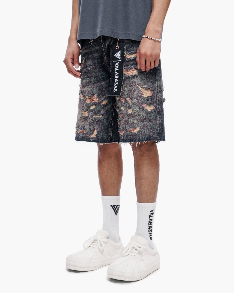 Valabasas - Path Denim Shorts - Path - Dark Blue Vintage Blue