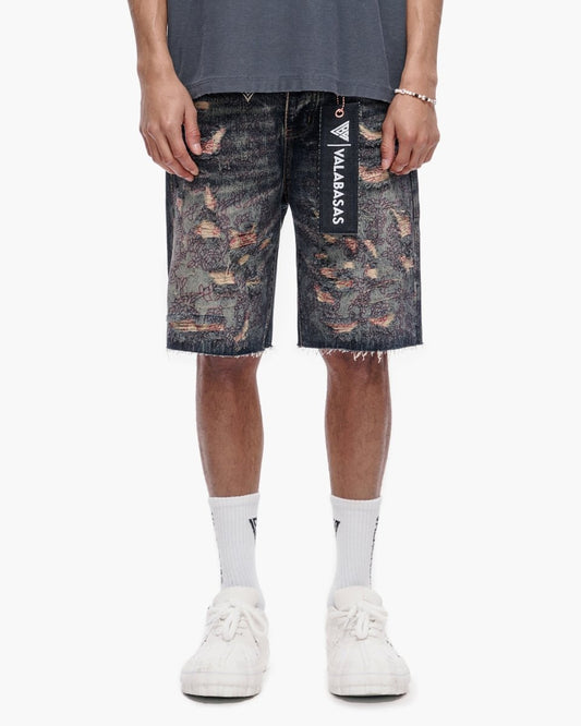 Valabasas - Path Denim Shorts - Path - Dark Blue Vintage Blue