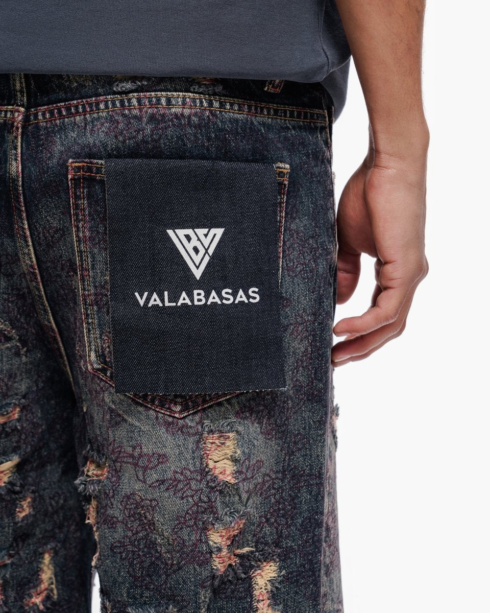 Valabasas - Path Denim Shorts - Path - Dark Blue Vintage Blue
