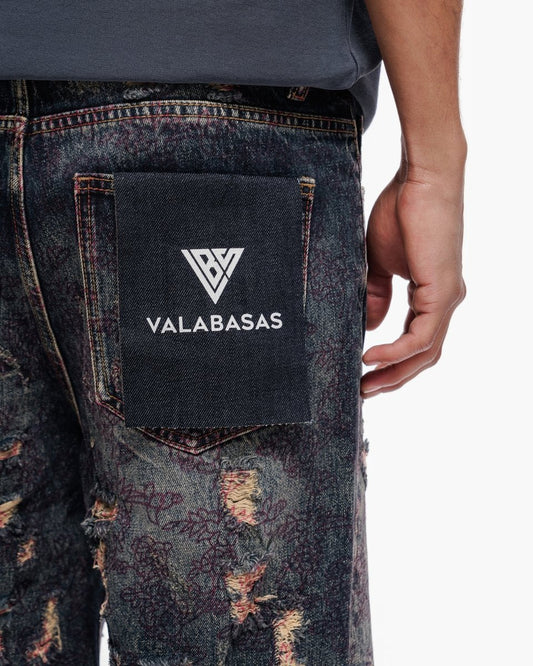 Valabasas - Path Denim Shorts - Path - Dark Blue Vintage Blue