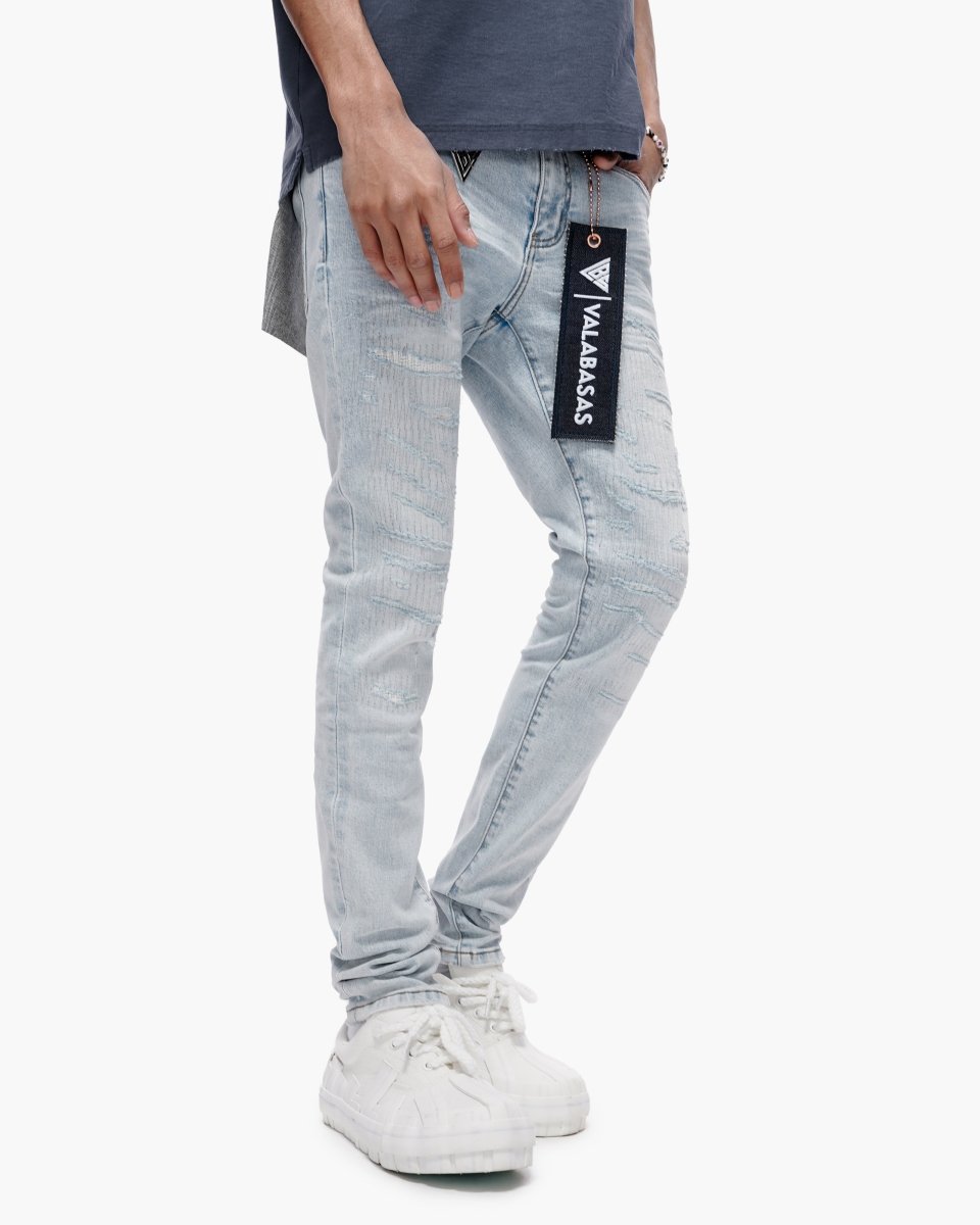 Valabasas - Repair Skinny Denim - Repair - Light Blue Wash