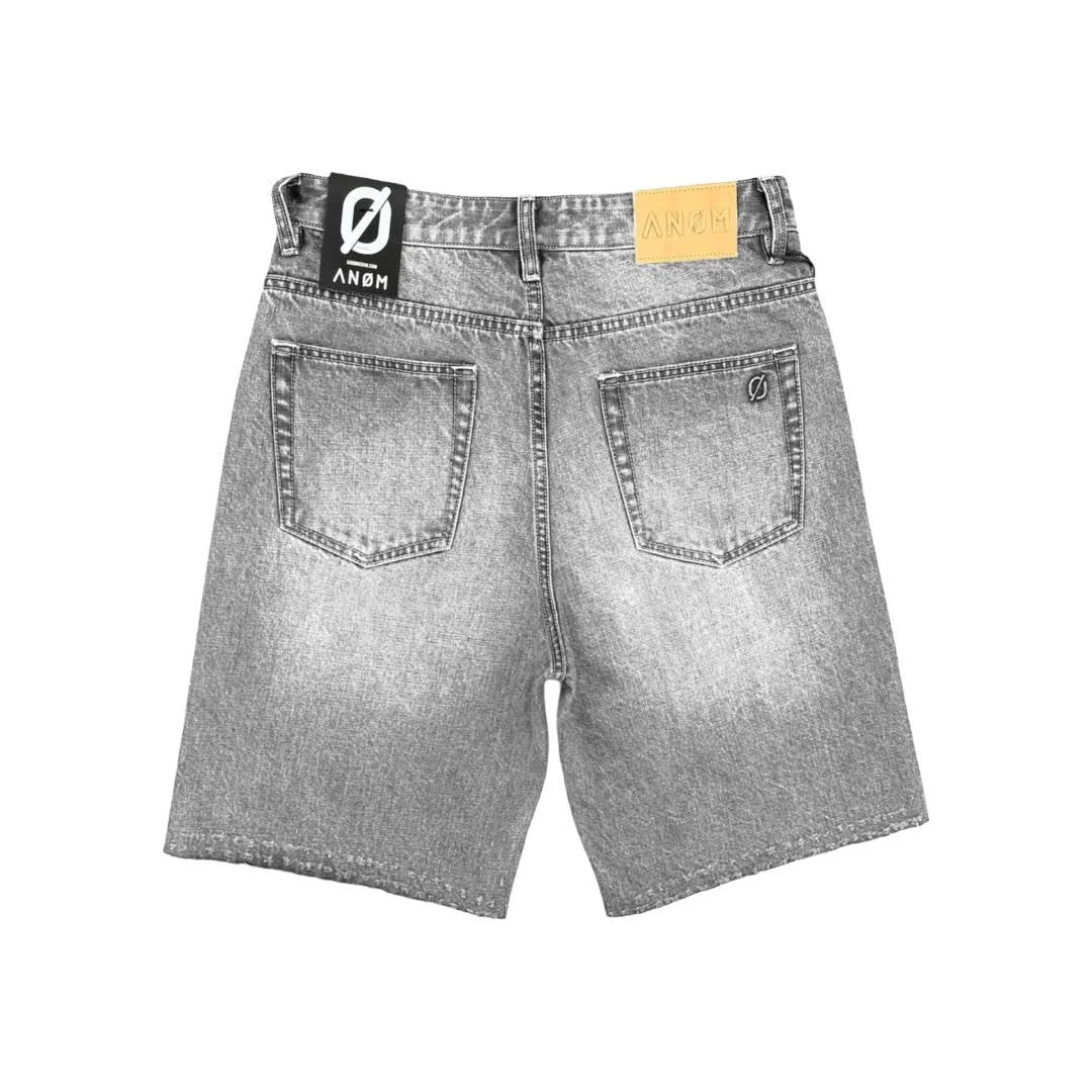 Anom Frame Short in Light Gray Wash denim — front view