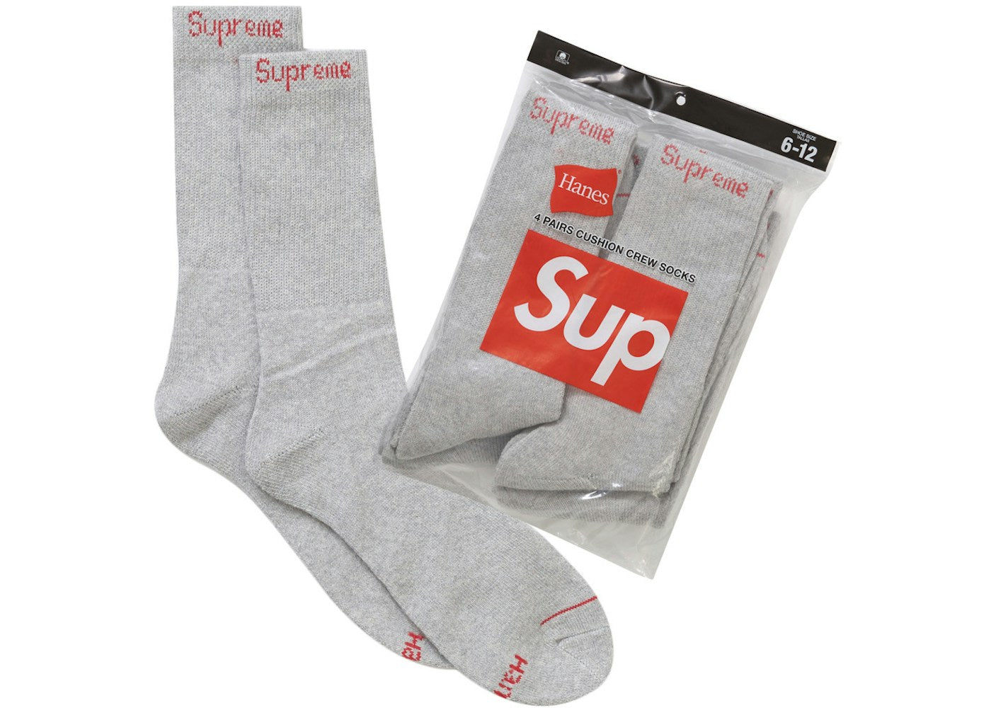 Supreme - Hanes Socks 4-Pack - Grey — front view