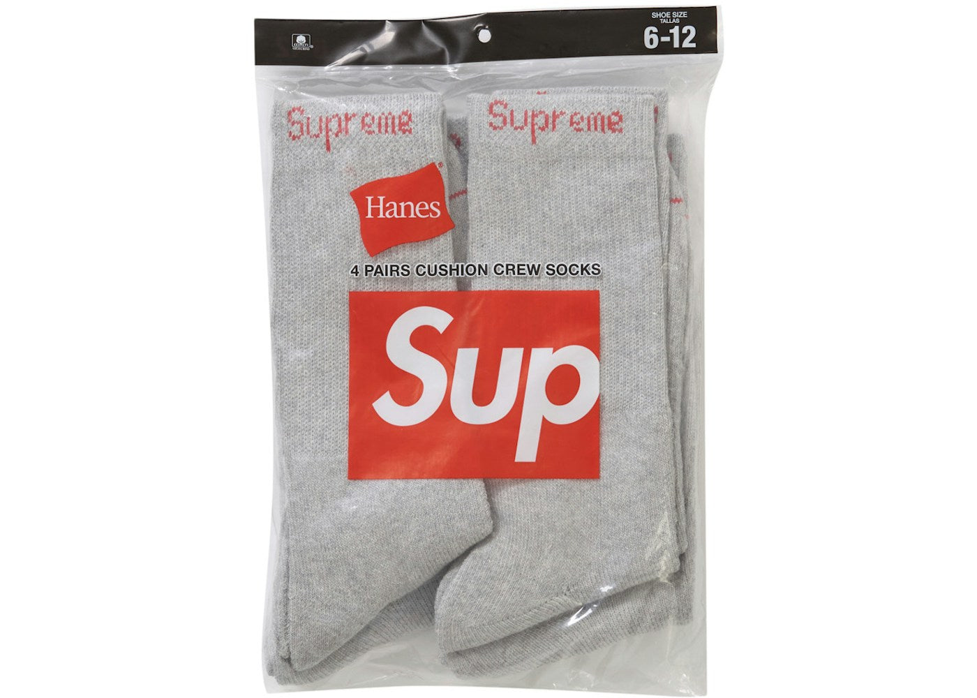 Supreme - Hanes Socks 4-Pack - Grey — front view