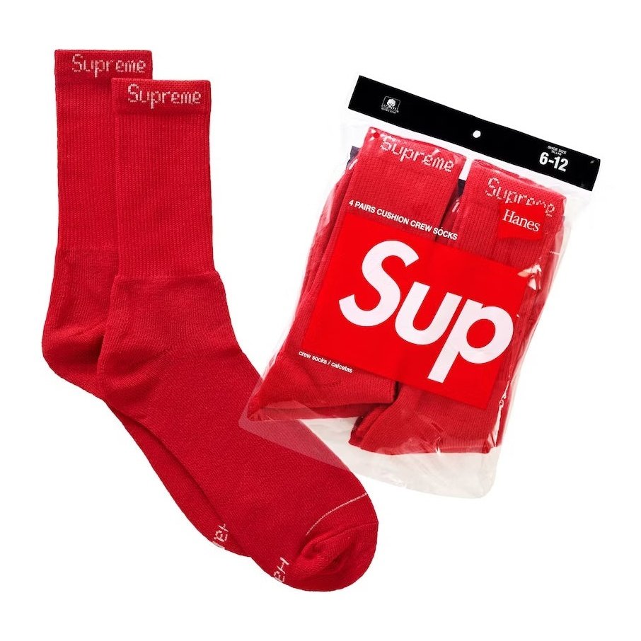 Supreme - Hanes Socks 4-Pack - Red — front view