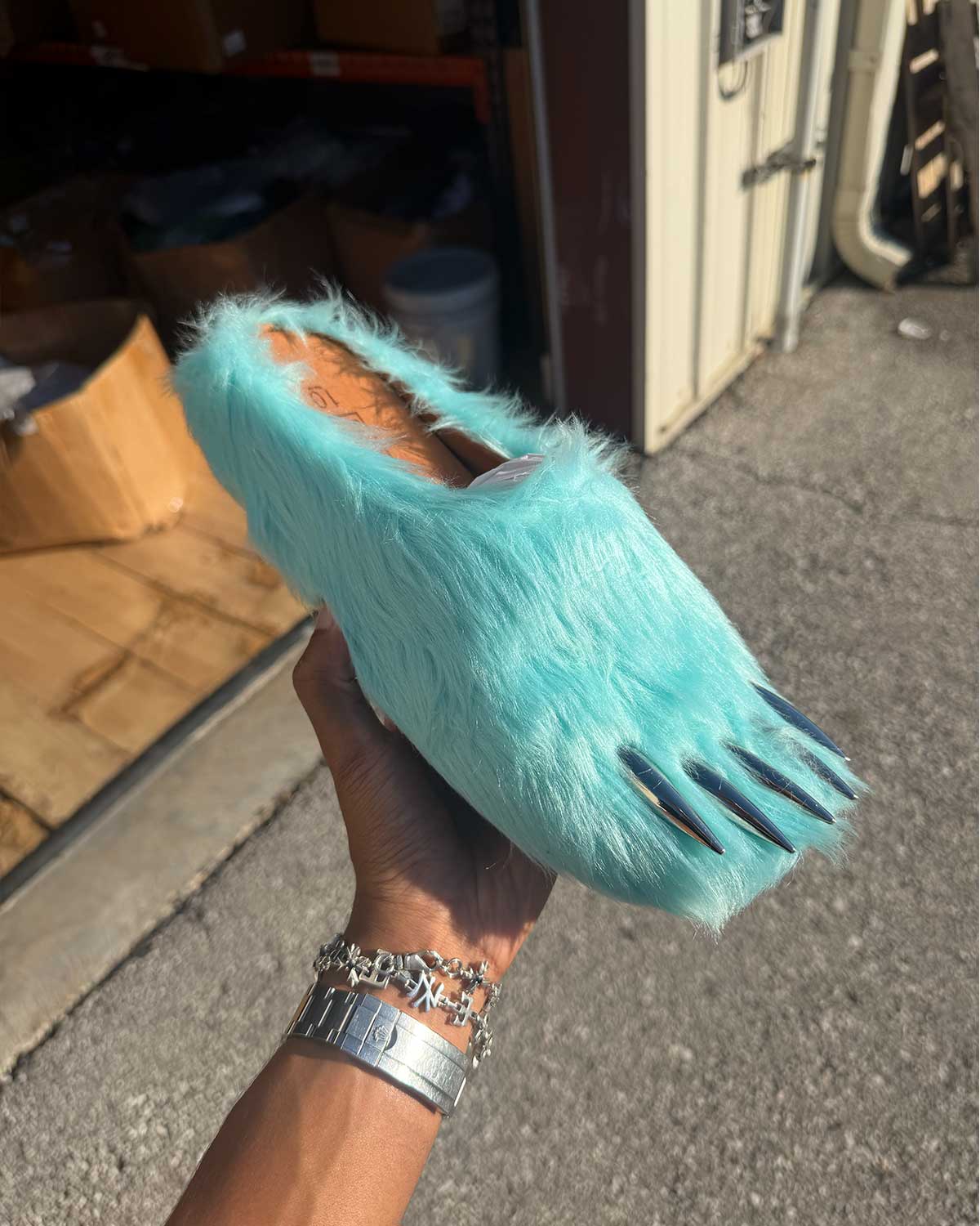 Bravest Studios Bear Claw Mules Teal - view 3